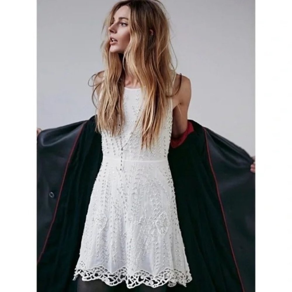 NWT Free People Sparkling Beauty Dress in Off White
